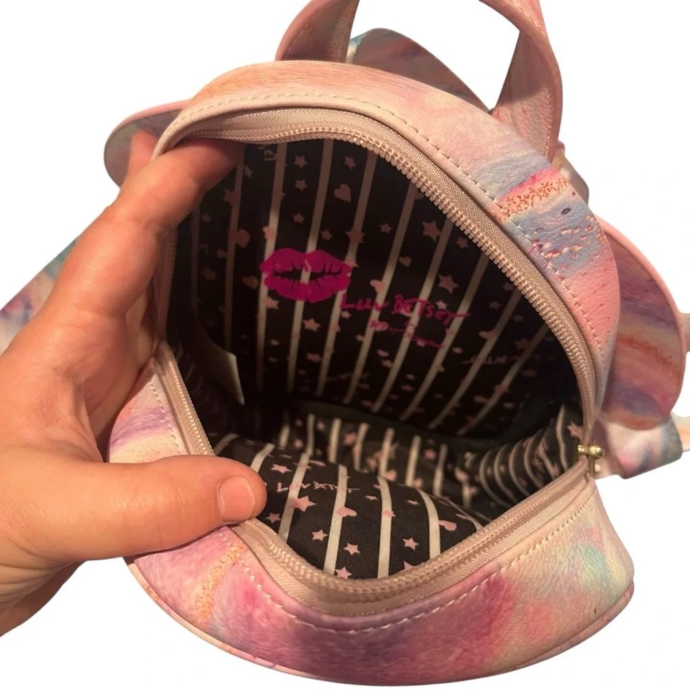 Betsy Johnson Pastel Pink‎ Blue Small Butterfly Wings Backpack Bag Fairy Wings